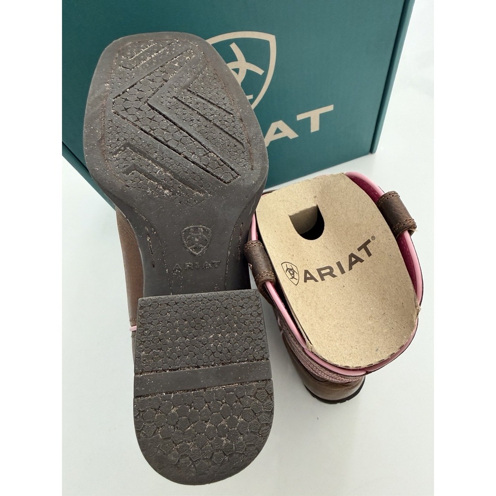 Ariat Firecatcher Y Kids Western Cowboy Boots Rowdy Brown Pink Size 2.5 M EU 33 - Picture 14 of 16